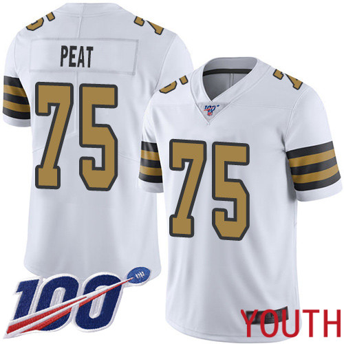 New Orleans Saints Limited White Youth Andrus Peat Jersey NFL Football 75 100th Season Rush Vapor Jersey